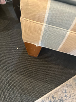 Polyester Striped Tan/Blue Chair & Ottoman