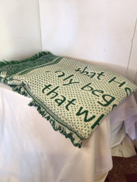 Green/White Acrylic Words Blanket