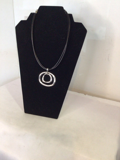 Black/silver Leather Cord Necklace