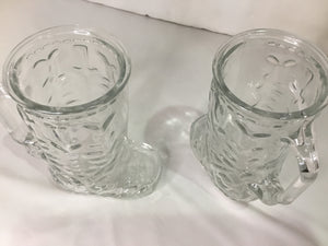 Pair Clear Glass Boot Mug