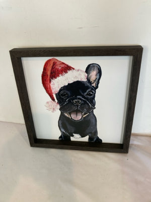 Christmas Black/Red Wood Wall Hanging Dog Holiday Item