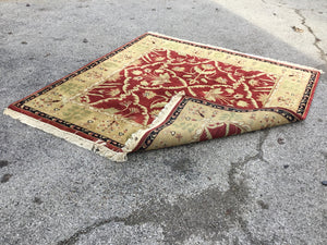 Area Wool Square Gold/Burgundy Rug