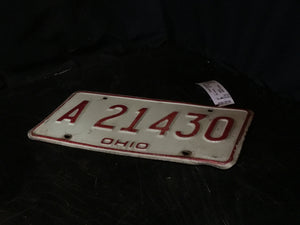 Ohio Plate Red/White Numbers Misc. Antiquity