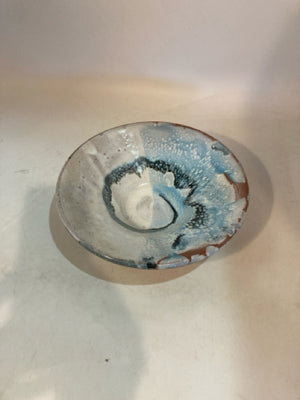 Handmade Blue & White Pottery Swirl Bowl