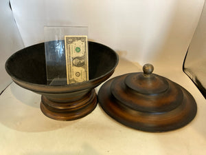 Footed Bronze Resin With Lid Bowl