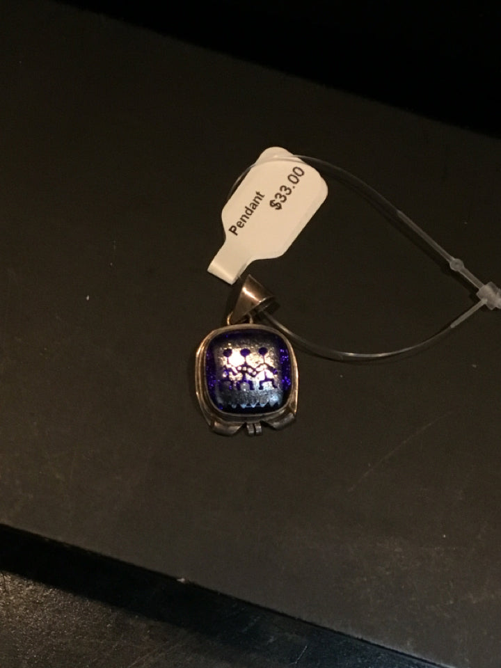Silver Blue People Pendant