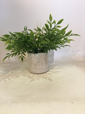 Potted Green & Tan Ceramic Faux Plant