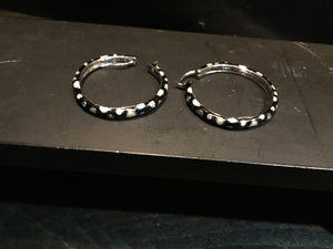 Enamel Black/White Polka Dot Earrings