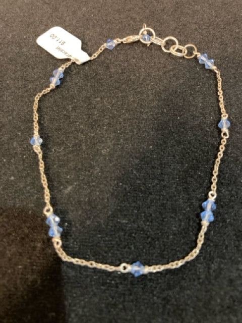 Silver/Blue Ankle Bracelet