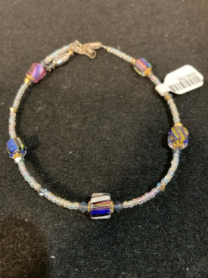 Purple/Clear Ankle Beads Bracelet