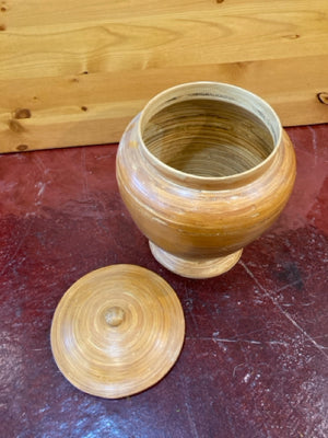 Brown Wood Lidded Urn