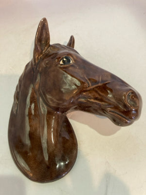 Hanging Brown Ceramic Horse Head Painted Figurine