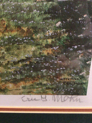 Signed Print Green/Blue Barn Children Framed Art
