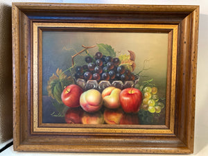 Still Life Multi-Color Apple/Berries Framed Art