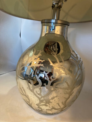 Silver Mercury Glass Branches Round Lamp
