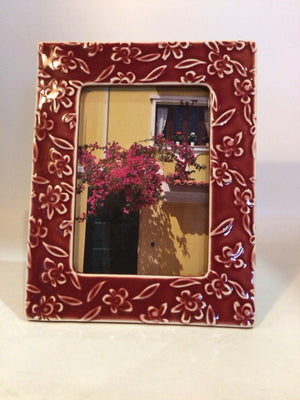 Opal House Red Ceramic Floral 5 x 7 Frame