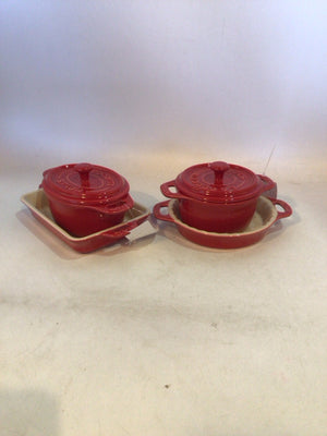 Staub Mini Red Ceramic 6 Pieces Dish Set