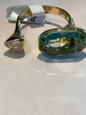 Aqua Faux Gold Ring