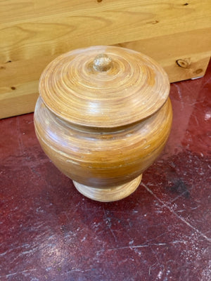 Brown Wood Lidded Urn