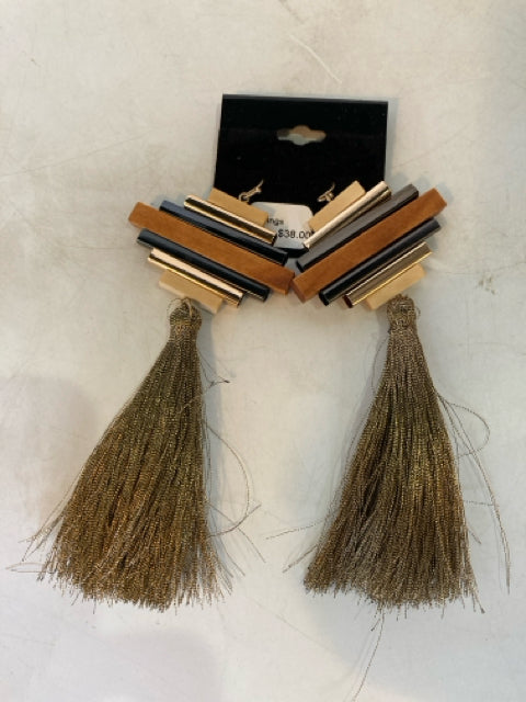 Wood Brown/Gold Earrings