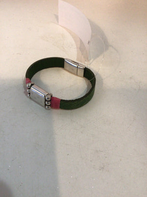 Leather Green/Pink Bracelet