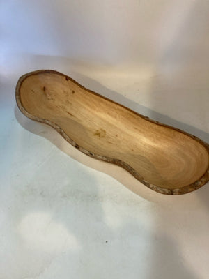 Curved Natural Wood Oblong Bowl