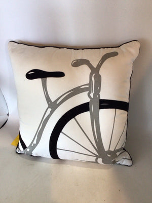 Gray/White Cotton Bicycle Pillow