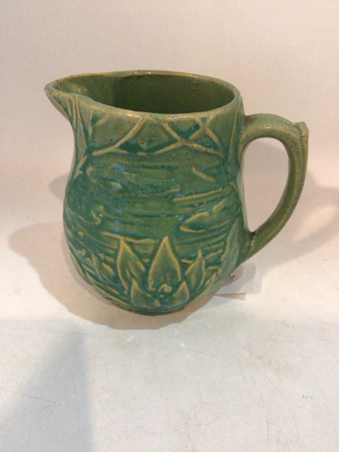 McCoy Green Ceramic Water Lillies Pitcher