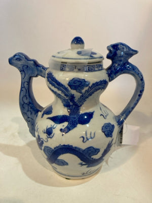 Chinese Blue/White Ceramic Tea Kettle