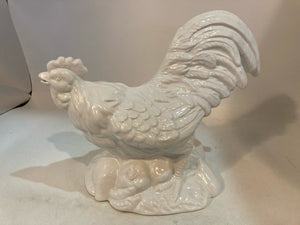 Rooster White Ceramic Rooster Figurine