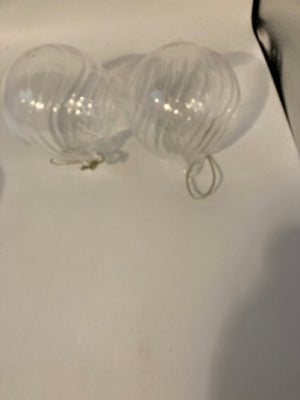 Restoration Hrd. Pair Clear Glass Ornaments Ball Holiday Item