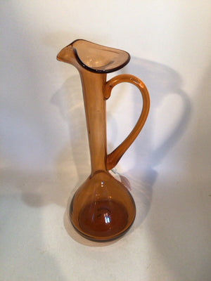 Empoli Mid Century Tall Amber Glass Handled Bottle