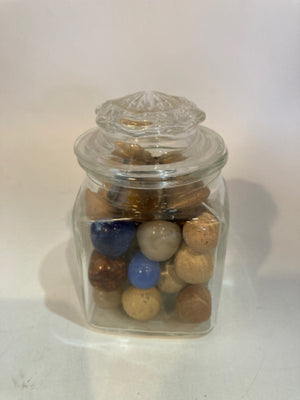Vintage Tan/Multi Clay Glass Ball Marbles