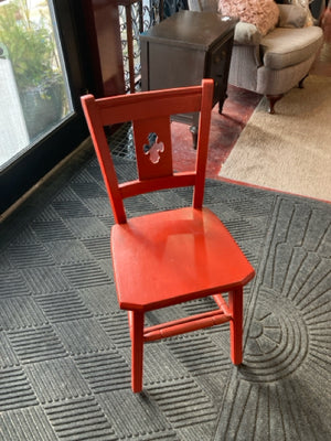 Wood Painted Red/Orange Chair