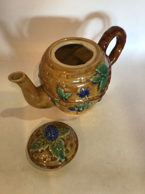 Majolica Brown/Multi Ceramic Tea Pot