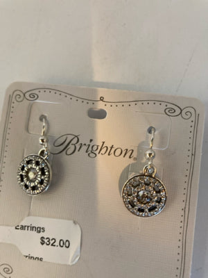 Brighton Silver Round Rhinestone Earrings