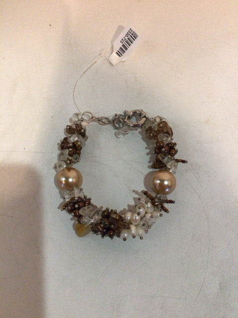 Metal White/Gold Beads Bracelet