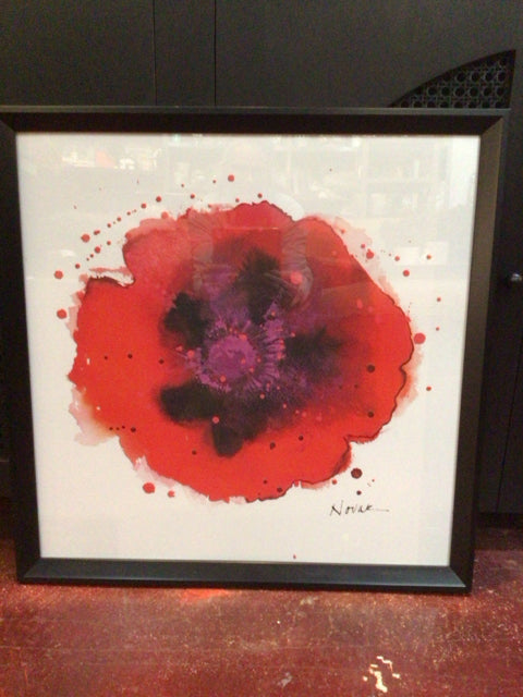 Modern Red Flower Framed Art