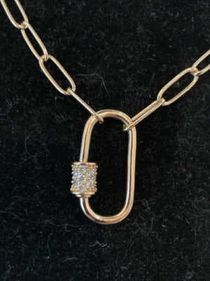 Metal Gold Links Pave Necklace