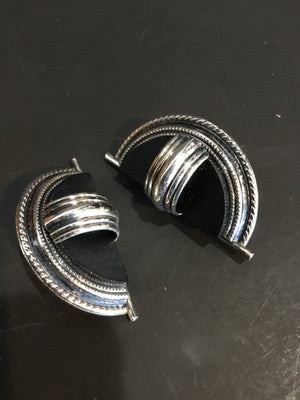 Ermani Bulatti Clip on Black/Silver Moon Earrings