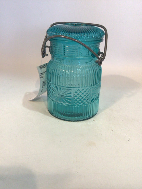 Avon Aqua Glass Jar