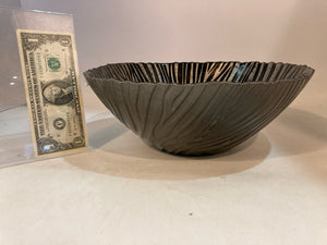 Round Black/Silver Glass Textured Zebra Bowl