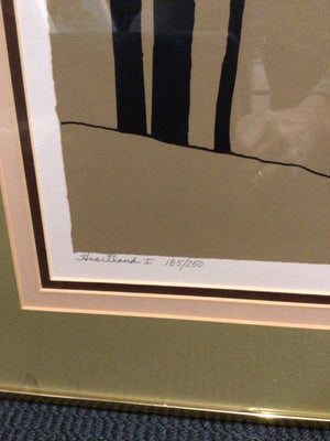 Signed Green/Black Trees Framed Art