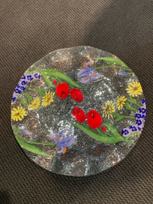 Decorative Multi Glass Flowers Plate