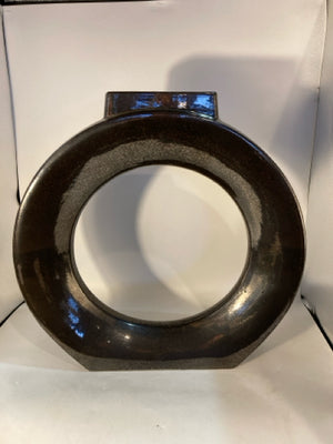 Oversized Black Ceramic Round Daffodils Vase