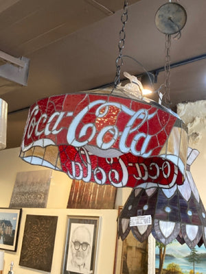 Coke Tiffany Like Stained Glass Vintage Red/white Light Fixture