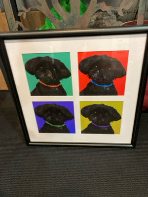 Black/Multi Dog Framed Art