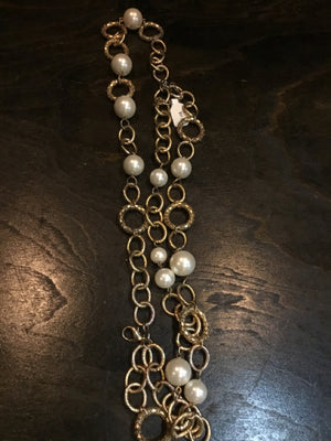 Gold/white Ball Faux Pearl Necklace