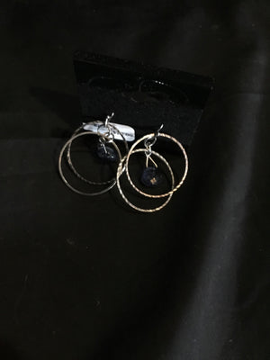 Silver/Blue Bangle Earrings