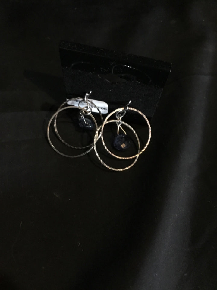 Silver/Blue Bangle Earrings